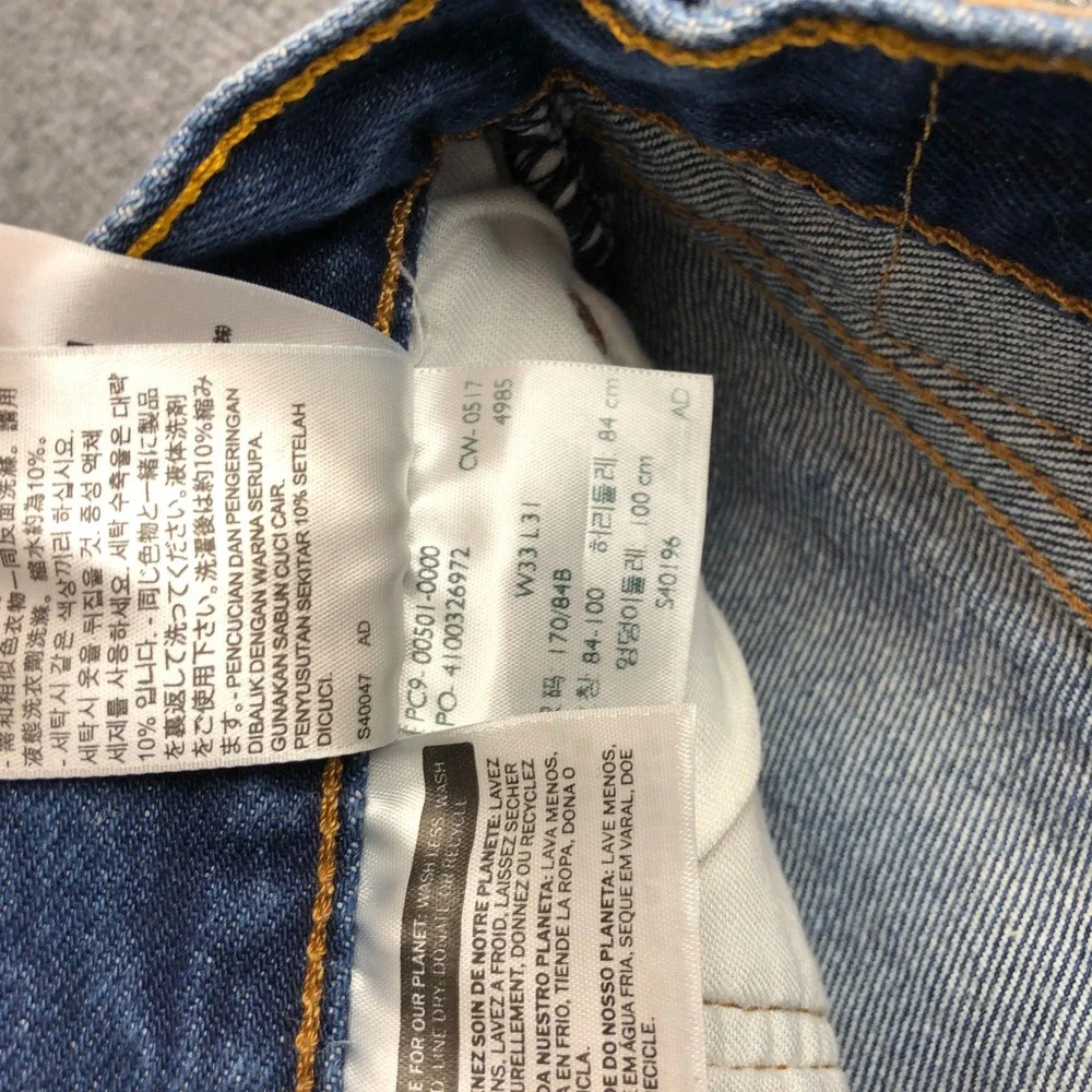 Levis 501 Original Fit Mens Dark Wash Straight Leg Button Fly Jeans W33 L31